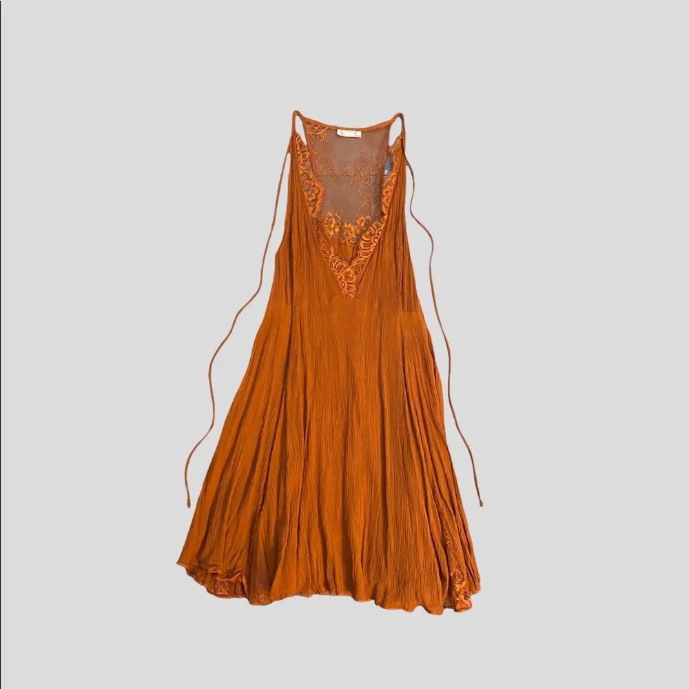 Free People Intimately Rust Boho Flowy Racerback Tunic/ Dress Size S - Picture 2 of 7